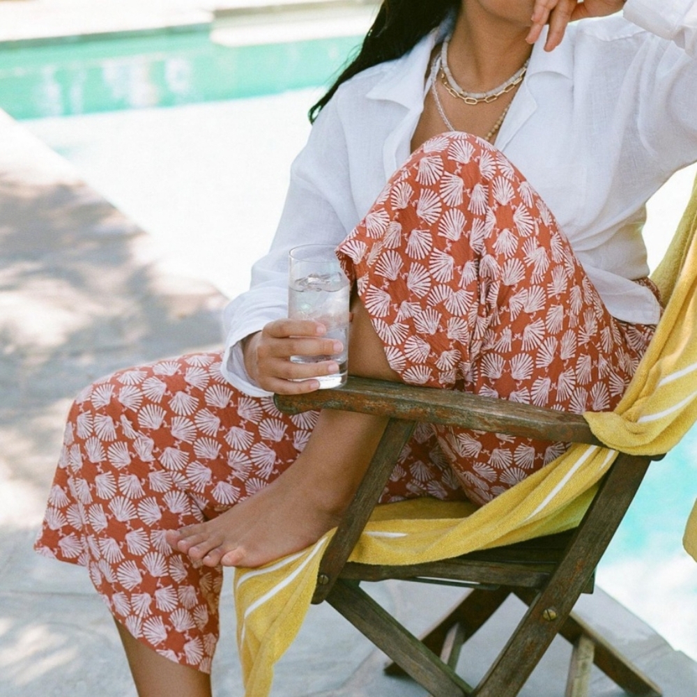 Maeve Anthropologie Seashell Printed Wide-Leg Pants Medium - Picture 5 of 15
